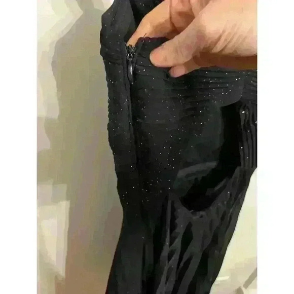 Cache' Gold Glittered Navy Blue Cocktail Dress, sz 0 - Picture 9 of 10